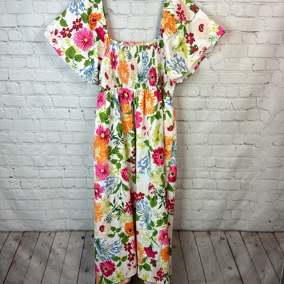 BloomChic Floral Shirred Bust Midi Pocket Dress Size 12 Large - Picture 6 of 6